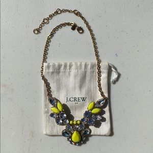 JCrew neon yellow and crystal necklace
